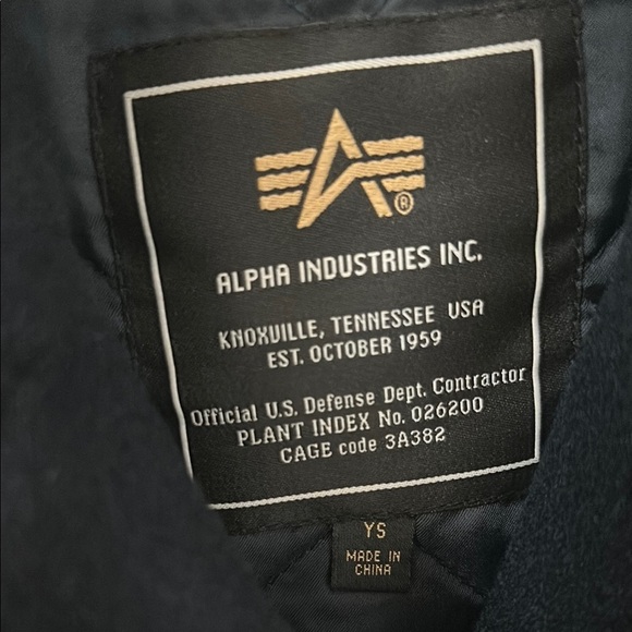 New Alpha Industries Classic Navy Pea Coat for Kids - Picture 2 of 3